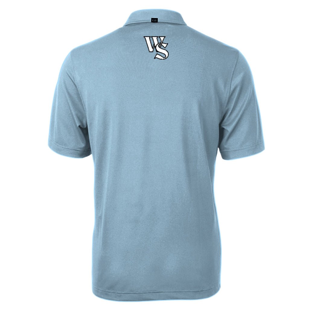 WS Logo Cutter & Buck Virtue Eco Pique Men's Polo made from recycled polyester with UPF 25+ sun protection and moisture-wicking fabric