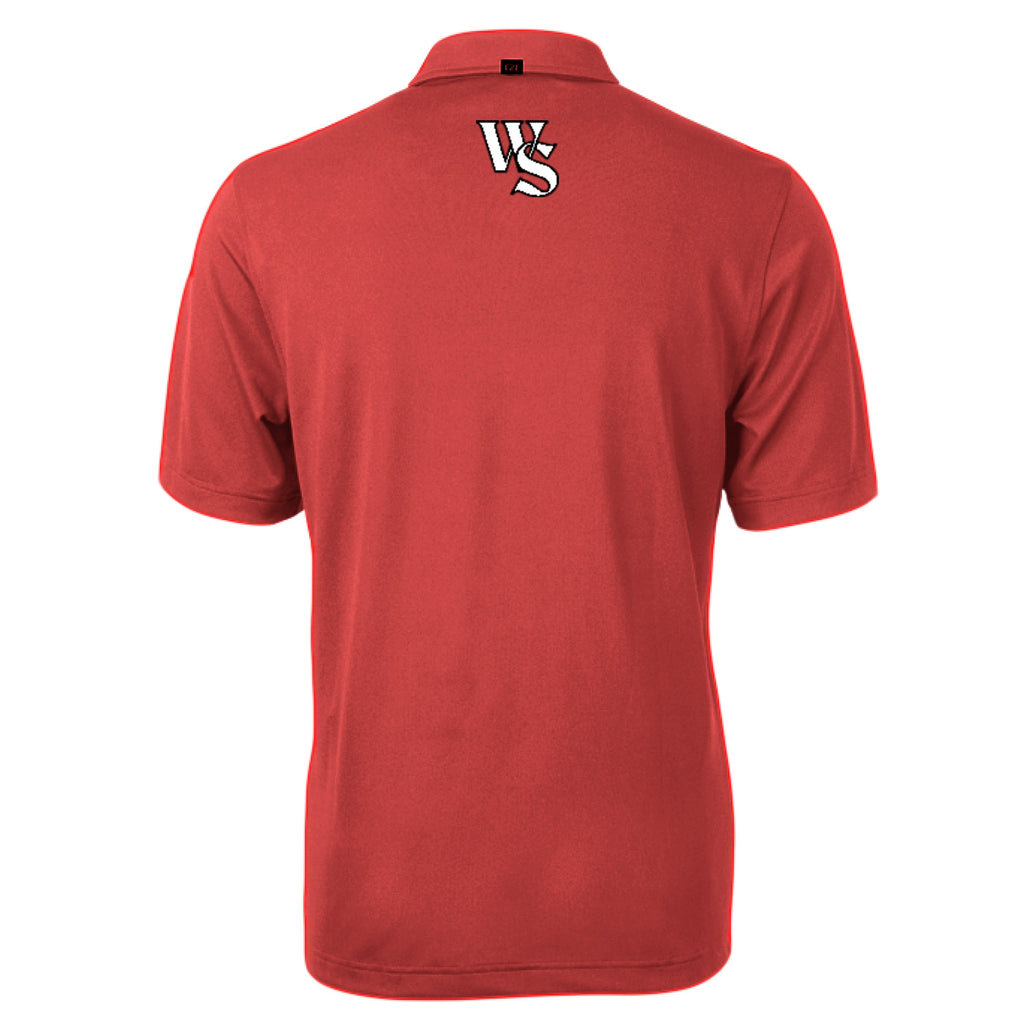 WS Logo Cutter & Buck Virtue Eco Piqué men's polo shirt sustainable golf wear with UPF 25+ and moisture-wicking fabric