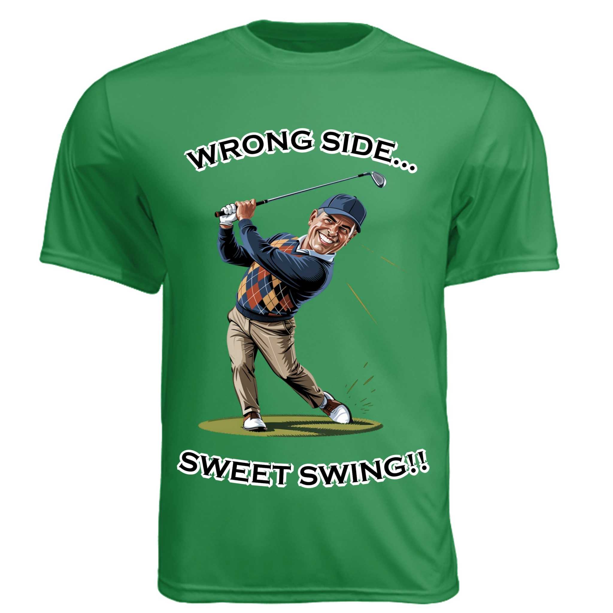Men wearing Sweet Swing T Shirt, lightweight moisture-wicking sports tee with UV protection